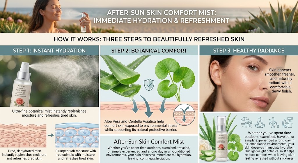 After sun protection with water rose fast mist by Herbal Plantasia